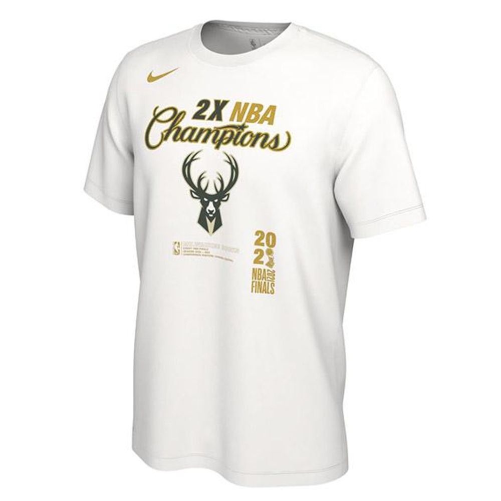 Men's Milwaukee Bucks Nike White 2021 NBA Finals Champions Locker Room t-shirt